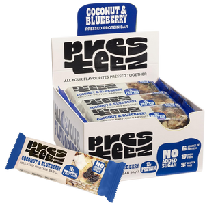 Presteez Coconut & Blueberry Pressed Protein bar 50g - Case of 12 [Best Before: 20/05/2025]