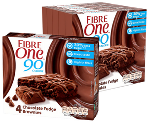 Fibre One 90 Cal Chocolate Fudge Brownie (4 x 24g bar multipack) - Case of 7 [Best Before: 14/07/2025]