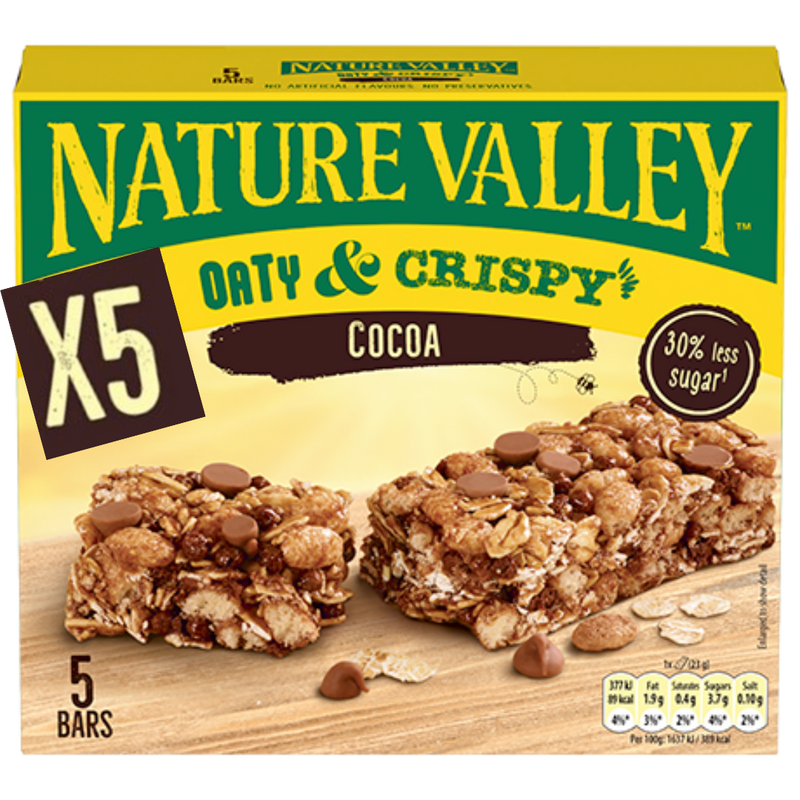 Nature Valley Oaty & Crispy Cocoa bar (5 x 23g multipack) - Case of 5 [Best Before: 29/06/2025]