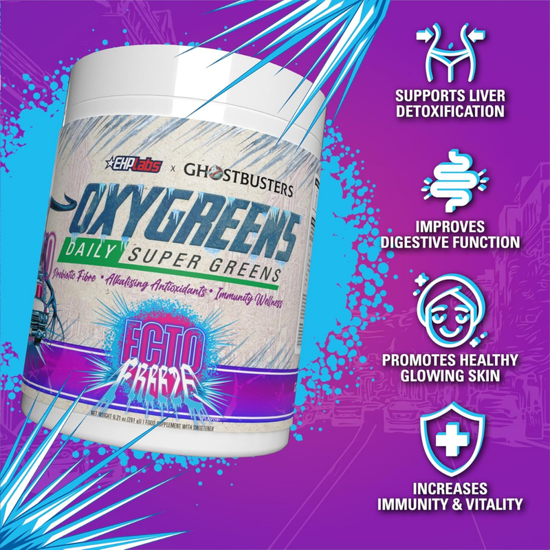 EHP Labs x Ghostbusters Oxygreens Daily Greens Ecto Freeze 261g (30 servings) [Best Before: 13/03/2026]
