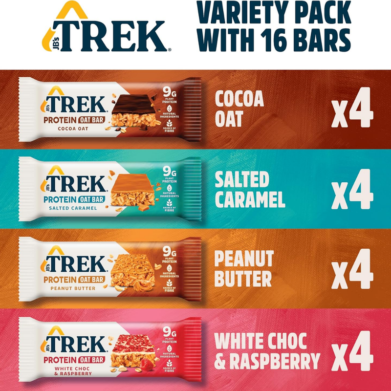 Trek Protein Flapjack Variety Pack 50g - Case of 16 [Best Before: 13/03/2026]