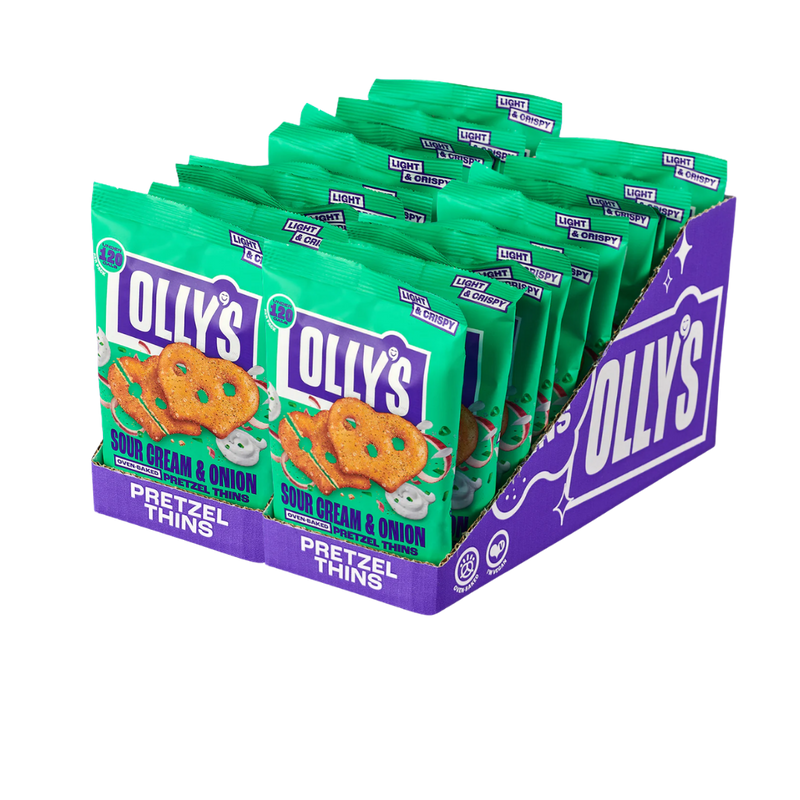 Olly's Sour Cream Pretzel Thins 35g - Case of 20 [Best Before: 07/04/2026]