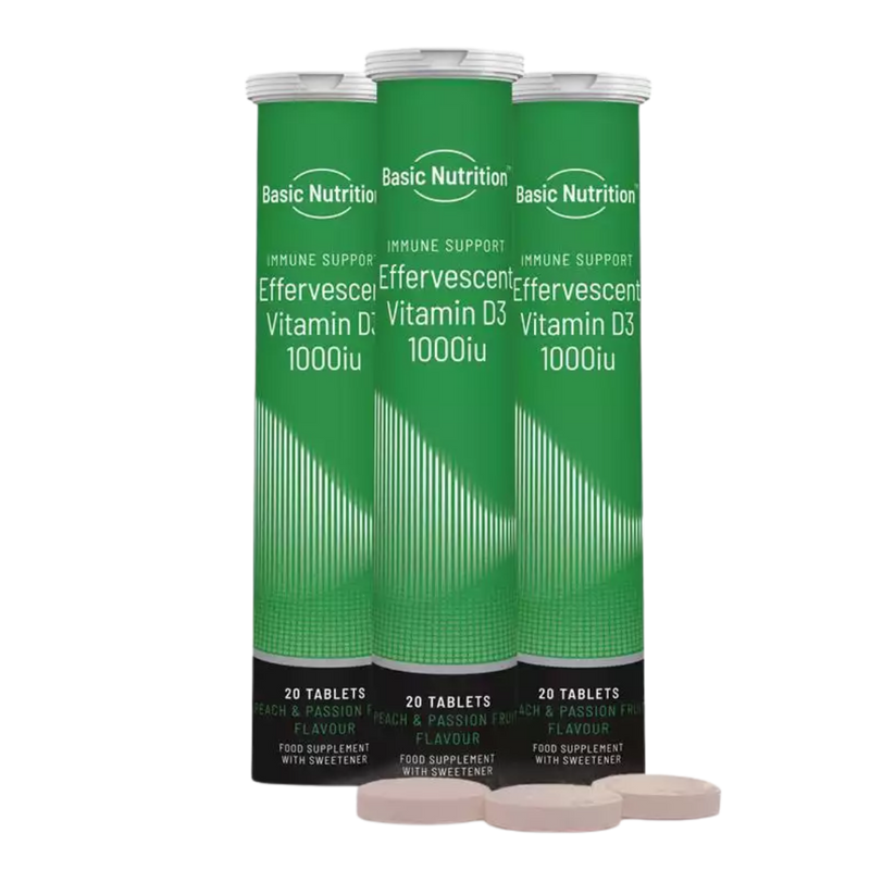 Basic Nutrition Vitamin D3 1000iu Effervescent (20 tablets) - Case of 12