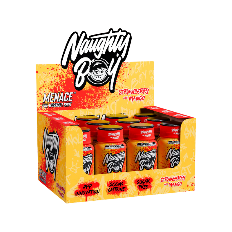 Naughty Boy Menace Pre-Workout Shots Strawberry Mango 60ml - Case of 12