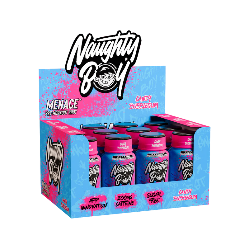 Naughty Boy Menace Pre-Workout Shots Candy Bubblegum 60ml - Case of 12