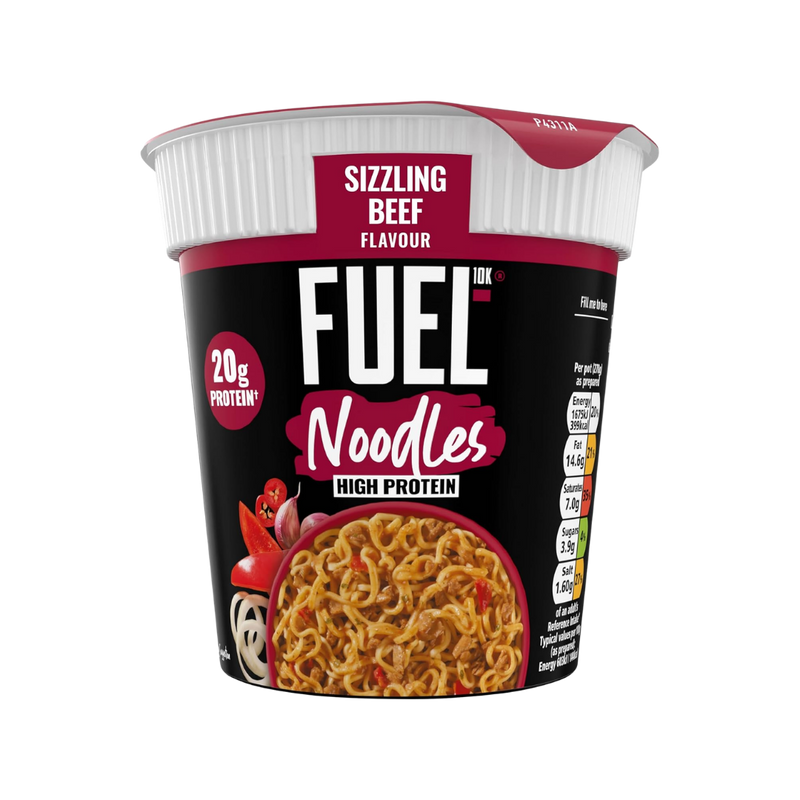 FUEL10K High Protein Sizzling Beef Noodle Snack Pot 87g - Case of 8 [Best Before: 31/05/2026]