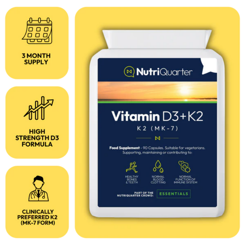 NutriQuarter Vitamin D3 + K2 (90 Capsules)