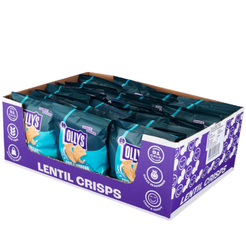 Ollys Salt & Vinegar flavour Lentil Crisps Case 24