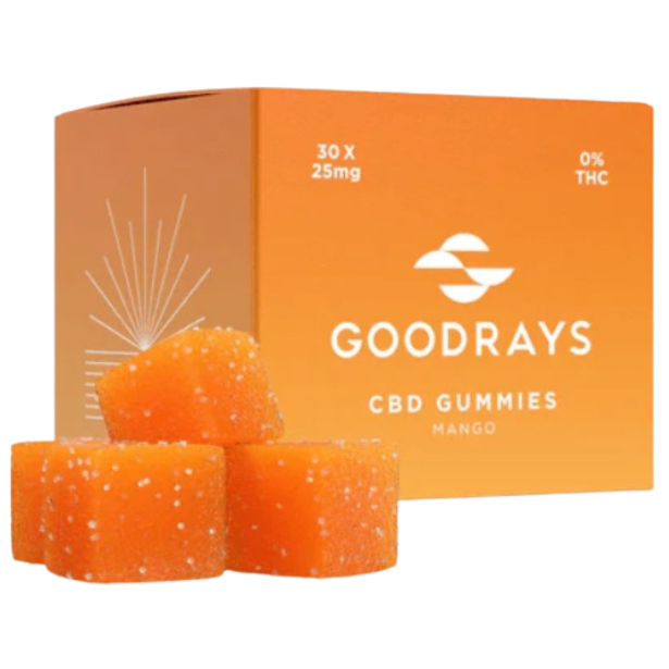 Goodrays Mango 25mg CBD Gummies - Pack of 30 gummies [Best Before: 30/07/2024]