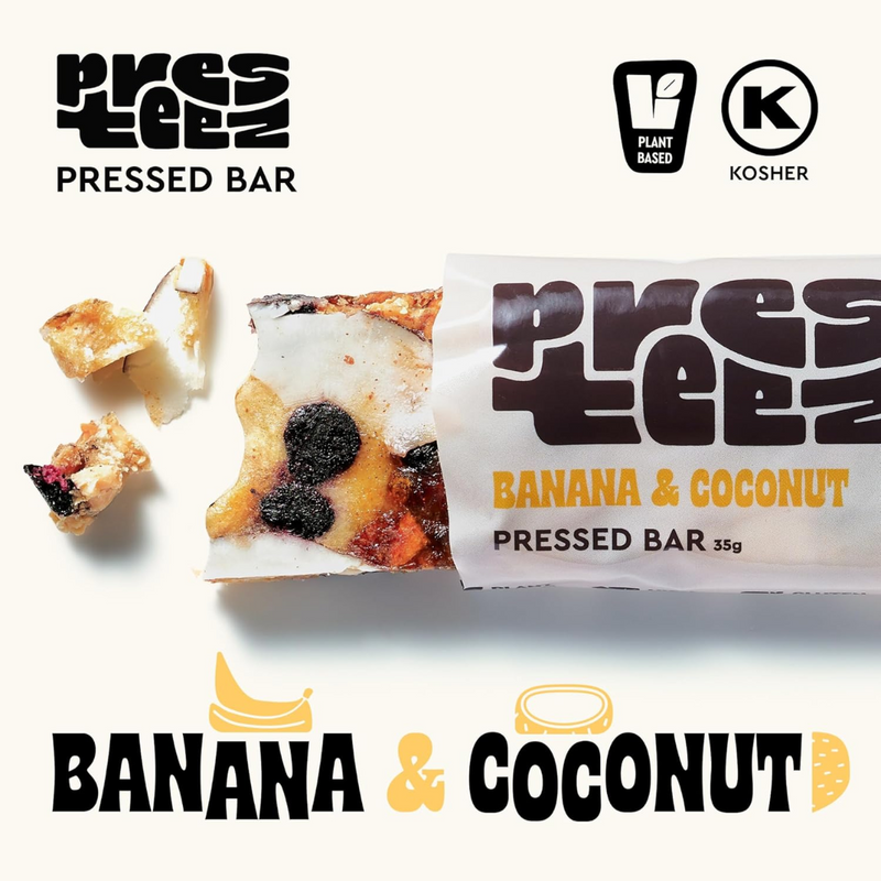Presteez Banana & Coconut Pressed Fruit & Nut bar 35g - Case of 12 [Best Before: 14/06/2025]