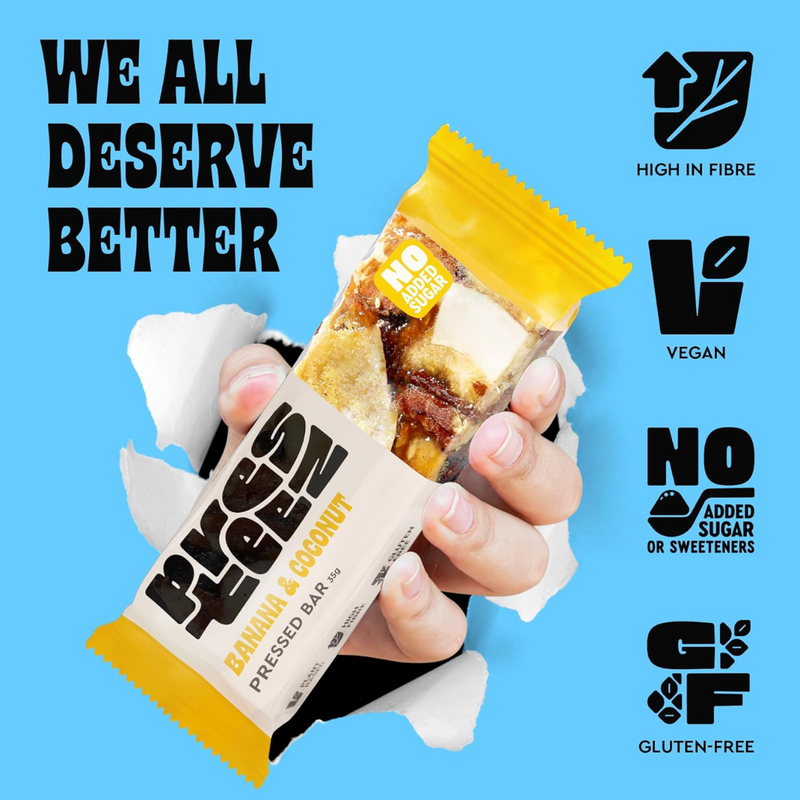 Presteez Banana & Coconut Pressed Fruit & Nut bar 35g - Case of 12 [Best Before: 14/06/2025]