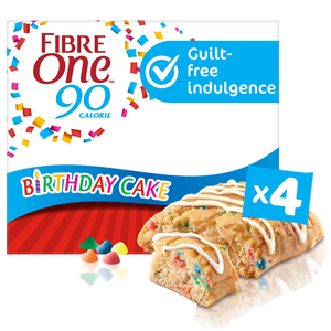 Fibre One 90 Cal Birthday Cake Bar (4 x 24g bar multipack) [Best Before: 05/07/2025]