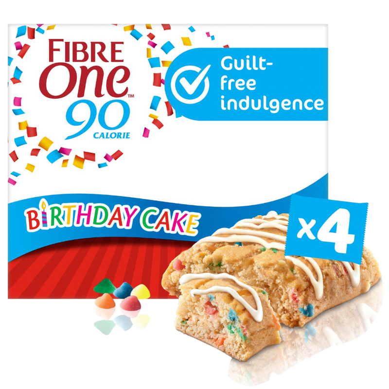 Fibre One 90 Cal Birthday Cake Bar (4 x 24g bar multipack) [Best Before: 05/07/2025]