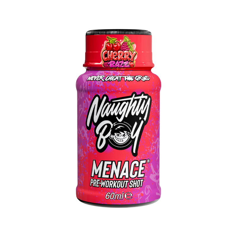 Naughty Boy Menace Pre-Workout Shots Cherry Razz 60ml - Case of 12