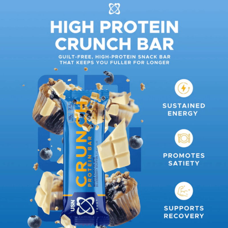 USN Trust Crunch Protein bar Blueberry Muffin Flavour 60g - Case of 12 [Best Before: 30/04/2026]