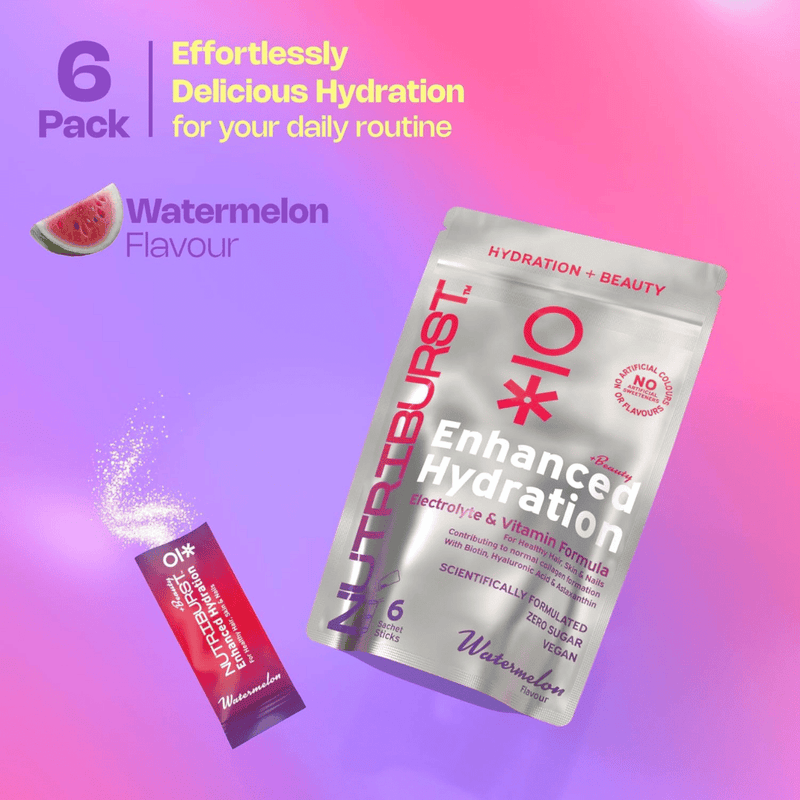 Nutriburst BEAUTY Electrolyte & Vitamin Hydration Powder (Watermelon) - 6 Sachets