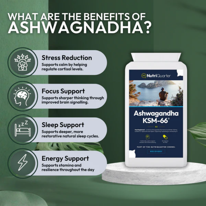 NutriQuarter Ashwagandha KSM-66 (90 Capsules)
