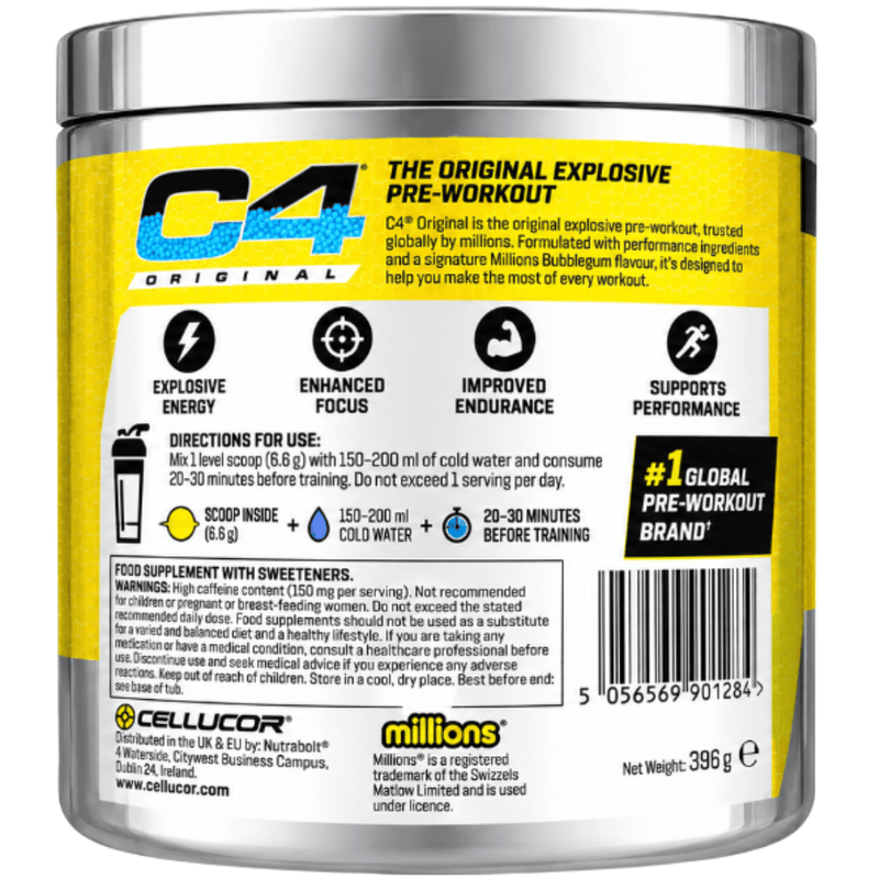 C4 Original Pre Workout Powder Bubblegum 60 Servings