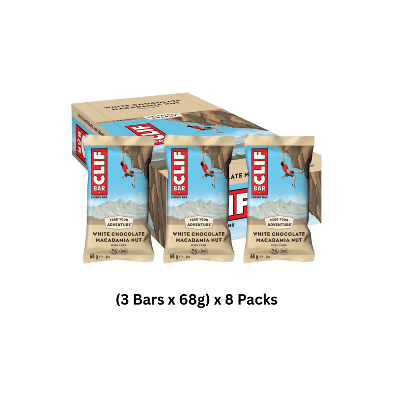 Clif White Chocolate Macadamia Nut Energy Bar (3 bars x 68g) x 8 Packs [Best Before Date: 11/04/2026]