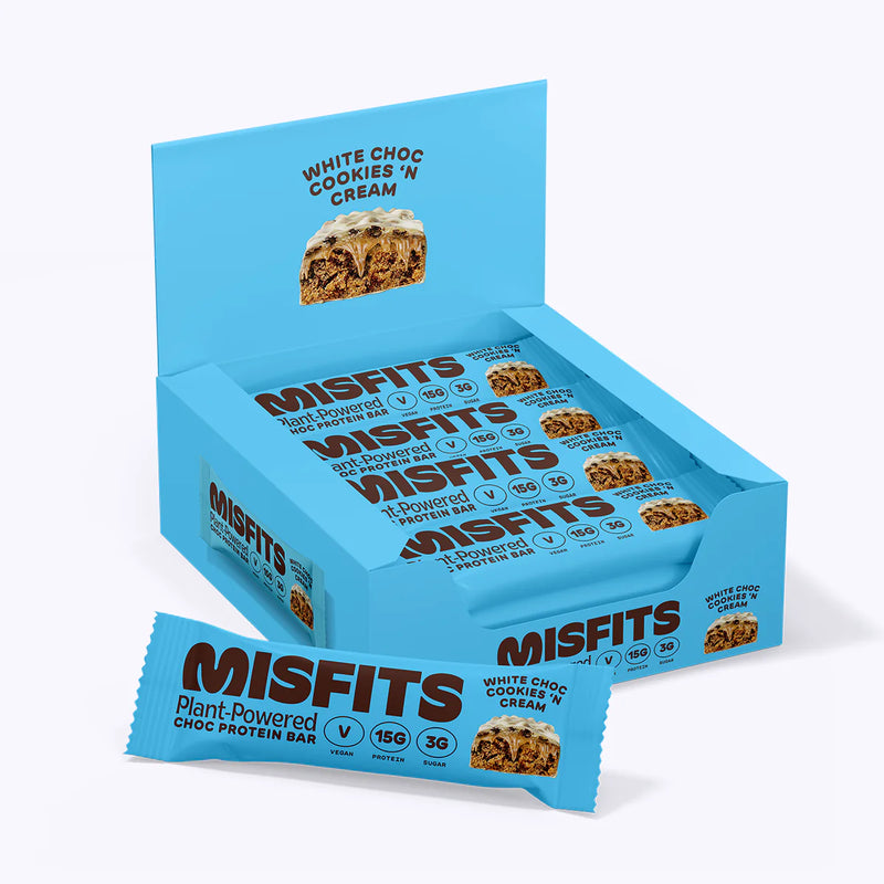 Misfits White Chocolate Cookies And Cream Flavour Protein Bar 45g - Case of 12