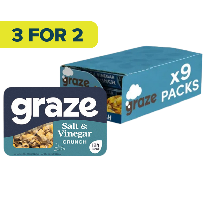 Graze Salt and Vinegar Crunch 28g - Case of 9 [Best Before: 07/07/2025]