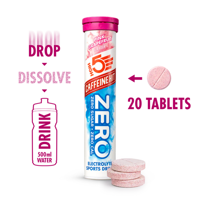 High5 Zero Pink Grapefruit Flavour Caffiene Hit Electrolyte Sports Drink tablets (20 tablets)