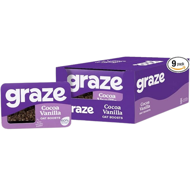 Graze Cocoa Vanilla Oat Boosts 50g - Case of 9 [Best Before: 16/07/2025]