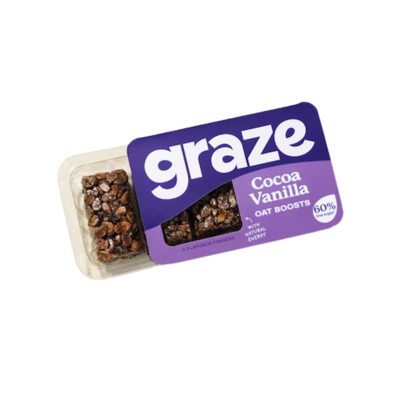 Graze Cocoa Vanilla Oat Boosts 50g - Case of 9 [Best Before: 16/07/2025]