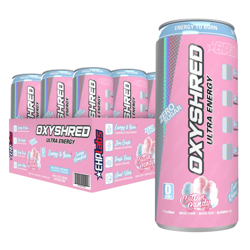 EHP Labs Oxyshred Cotton Candy Flavour Energy Drink 355ml - Case of 12