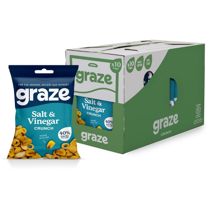 Graze Salt & Vinegar Crunch bag 35g - Case of 10 [Best Before: 11/10/2025]