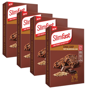 SlimFast Chocolate Chip Meal Replacement bars 60g - Case of 4 x 4 x 60g (16 bars total) [Best Before: 31/10/2025]