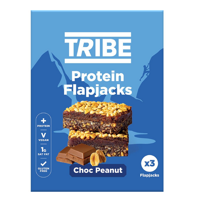 Tribe Chocolate Peanut Protein Flapjacks (3 x 38g Multipack) - Case of 7 Multisave