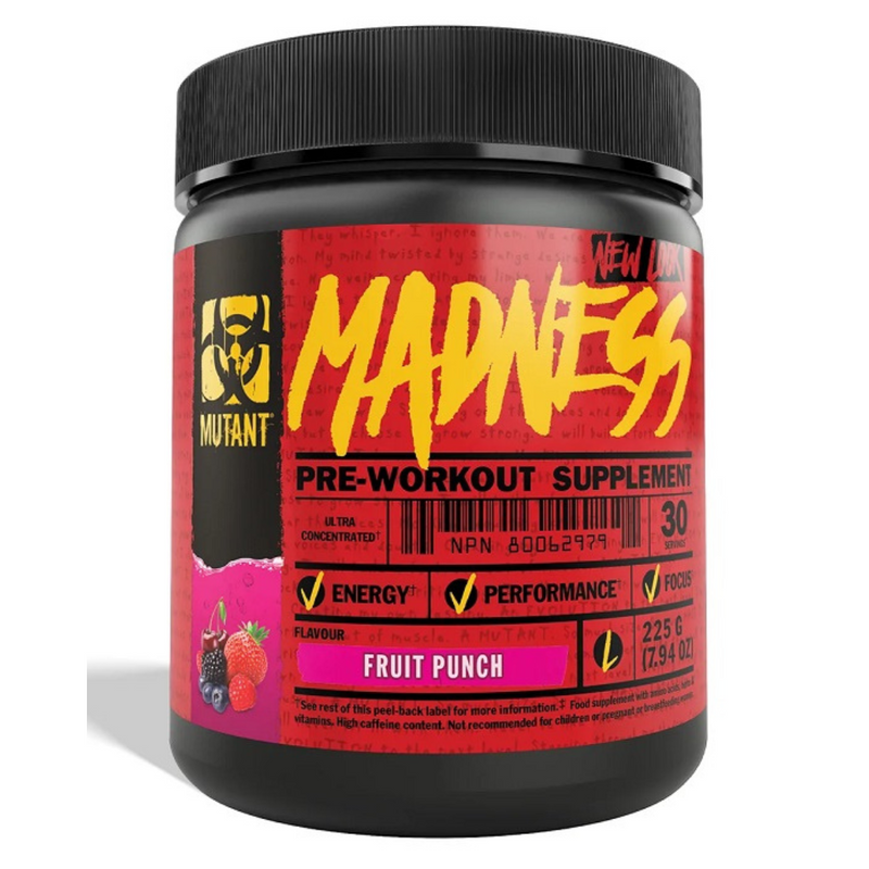 Mutant Madness Fruit Punch Flavour Pre-Workout Supplement 225g