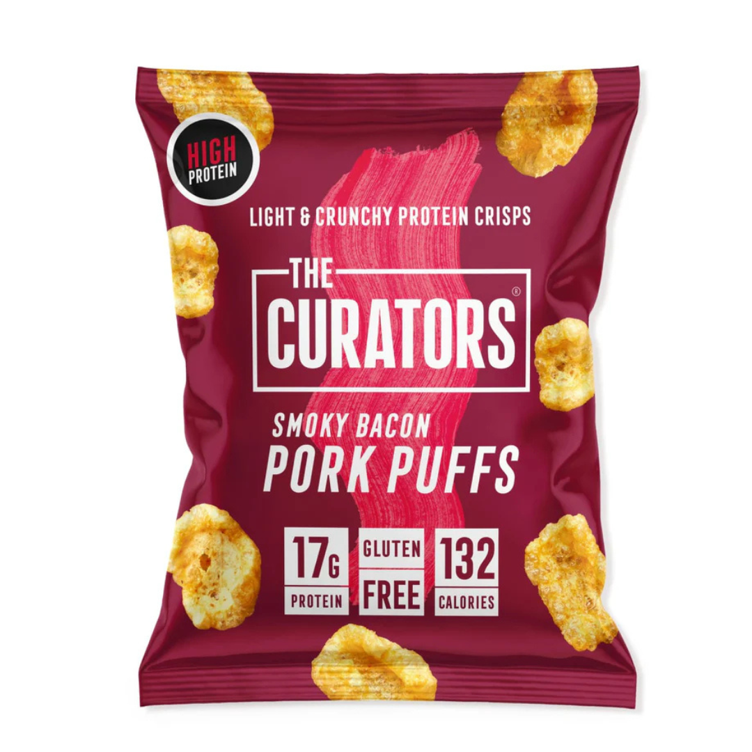 The Curators Original Smoky Bacon Pork Puffs 25g - Case of 24 [Best Be