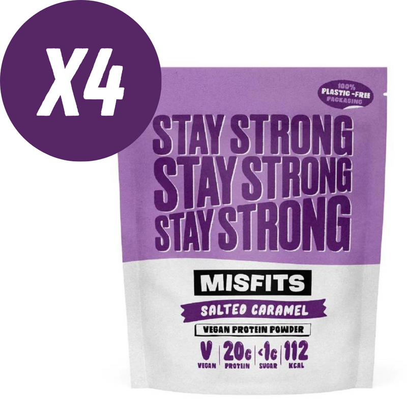 Misfits Salted Caramel Flavour Plant-Powered High Protein Powder 500g - Bundle of 4 Multisave