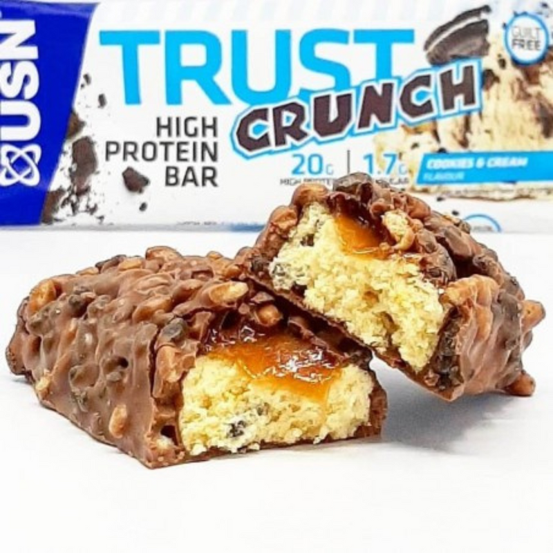 USN Trust Crunch Cookies & Cream Flavour High Protein Bar 60g - Case of 12 [Best Before Date: 31/07/2025]