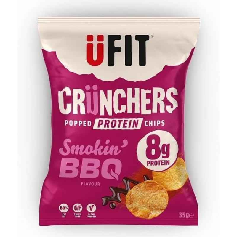 UFIT Crunchers High Protein Popped Chips, Smokin' BBQ 35g - Bundle of 18 Multisave