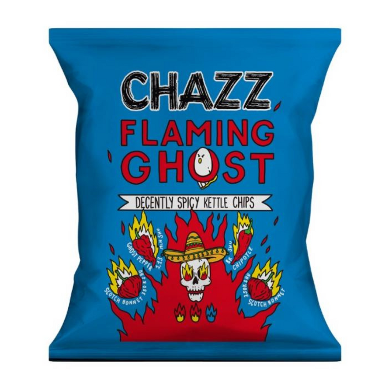 Chazz Ghost Pepper Flavour Flaming Spicy Potato Kettle Chips 50g