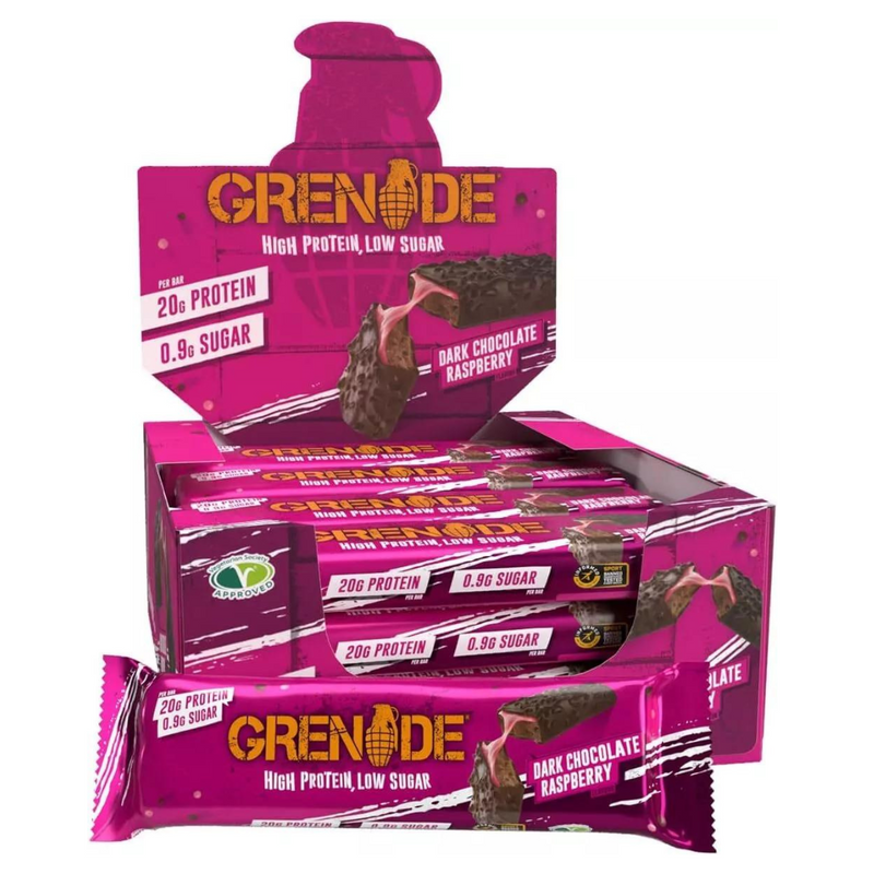 Grenade Dark Chocolate Raspberry Flavour High Protein Bar 60g - Case of 12