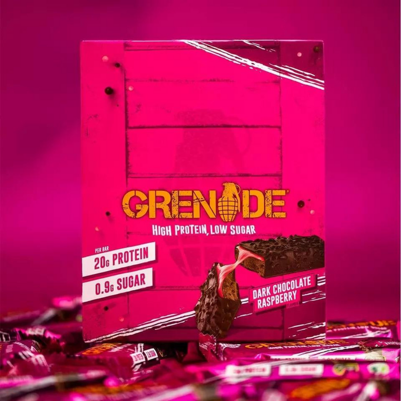 Grenade Dark Chocolate Raspberry Flavour High Protein Bar 60g - Case of 12