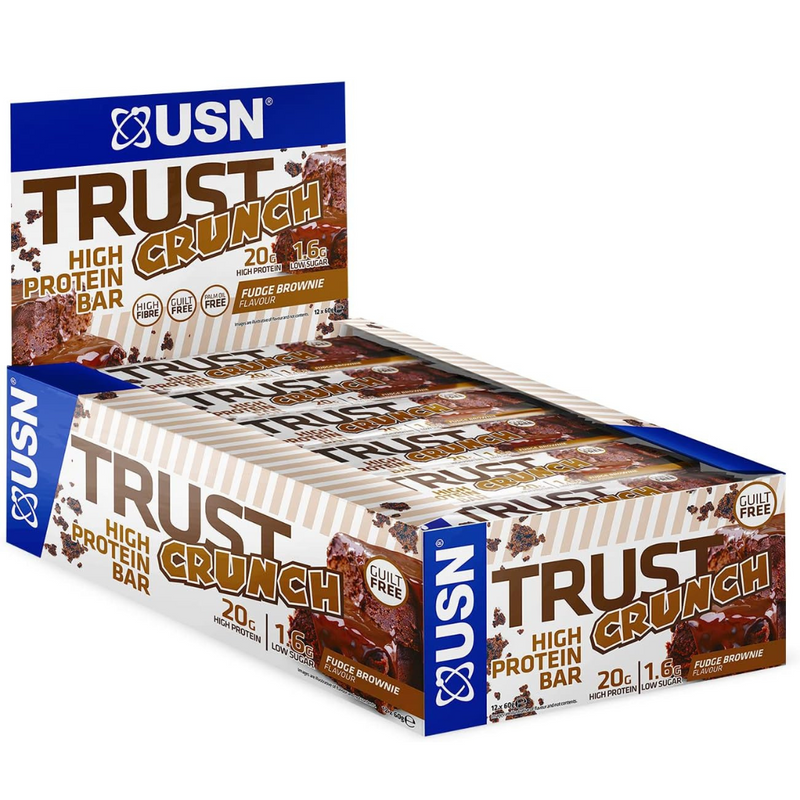 USN Trust Crunch Fudge Brownie Flavour High Protein Bar 60g - Case of 12 [Best Before Date: 31/07/2025]