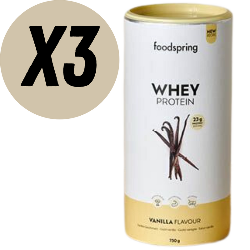 Foodspring Vanilla Flavour Whey Protein Powder 750g - Case of 3 Multisave