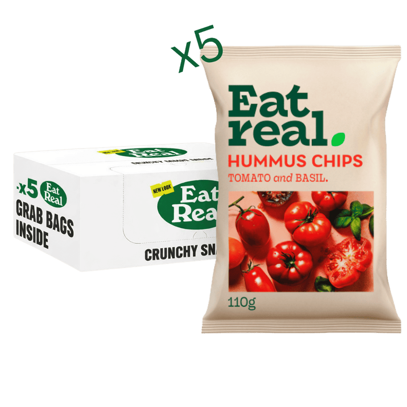 Eat Real Hummus Chips Tomato & Basil 110g  - Case of 5 [Best Before: 21/04/2026]