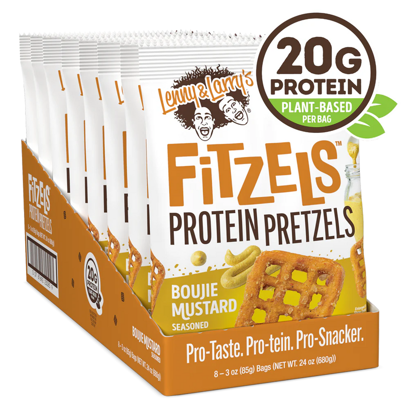 Lenny & Larry's Fitzels Protein Pretzels Boujie Mustard 85g - Case of 8 [Best Before: 20/06/2025]