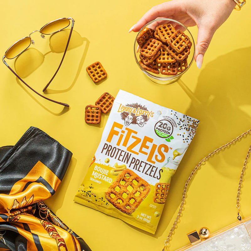 Lenny & Larry's Fitzels Protein Pretzels Boujie Mustard 85g - Case of 8 [Best Before: 20/06/2025]