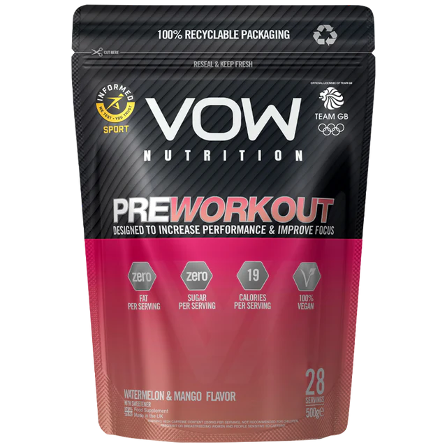 VOW Nutrition Pre-Workout Watermelon & Mango 500g [Best Before: 30/06/2025]