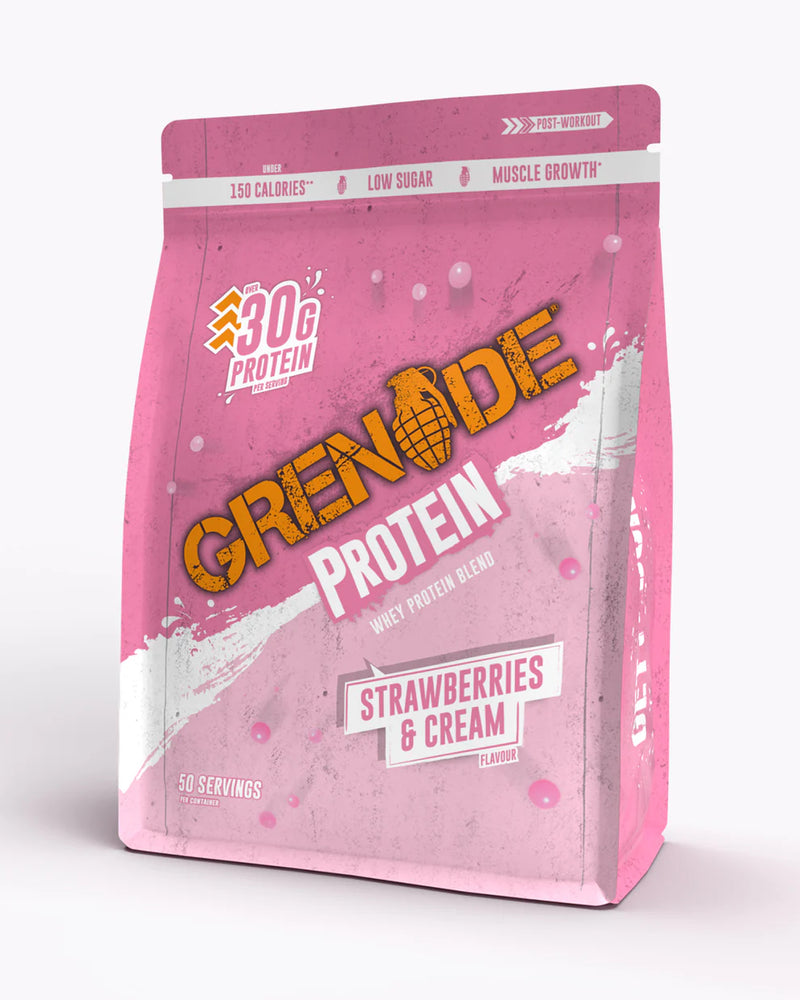 Grenade Strawberries & Cream Protein Powder 2kg (50 servings) [Best Before: 31/08/2025]