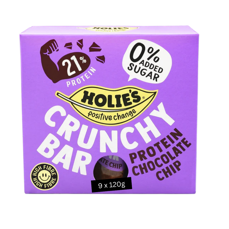 Holies Crunchy Choc Chip Protein Bar 9 x 120g multipacks