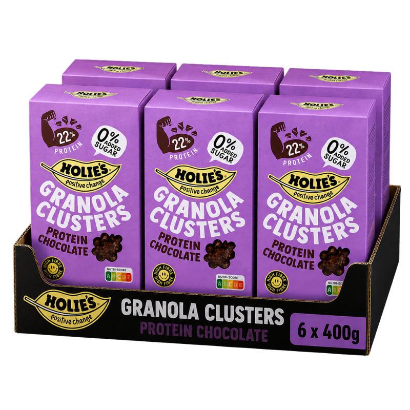 Holies Granola Clusters Chocolate Protein 400g - Case of 6 [Best Before: 10/09/2026]