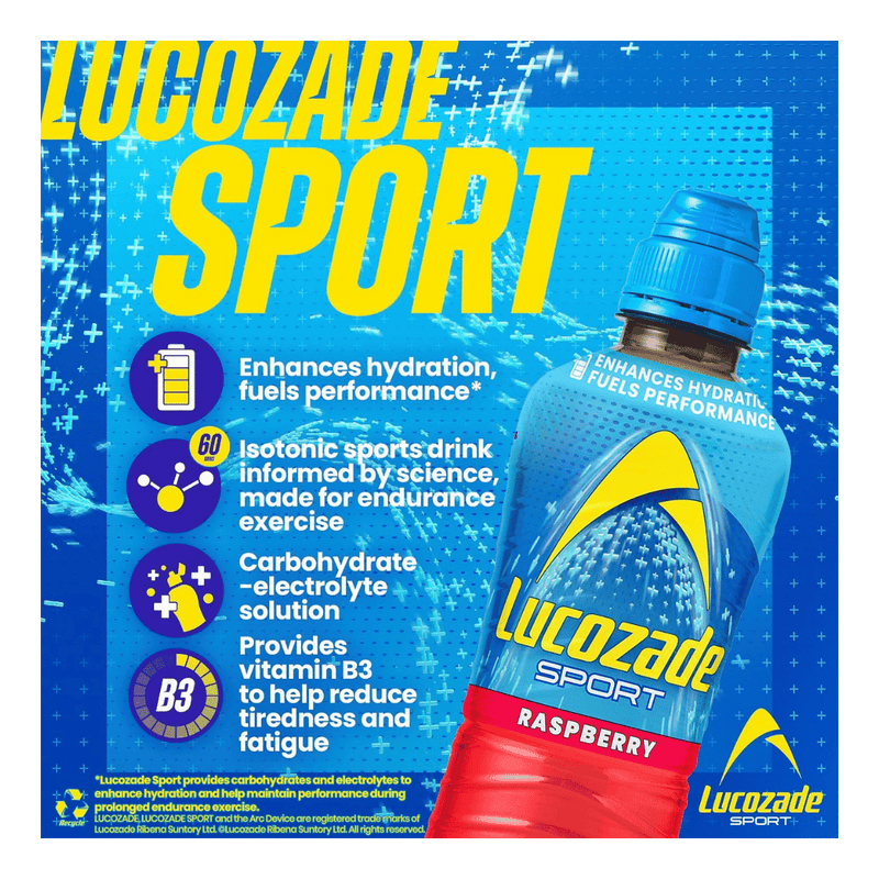 Lucozade Sport Raspberry Sports Drink 500ml Case of 12